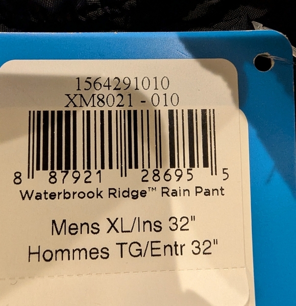 NWT Columbia Waterbrook Ridge Rain pants men's XL - Picture 8 of 9
